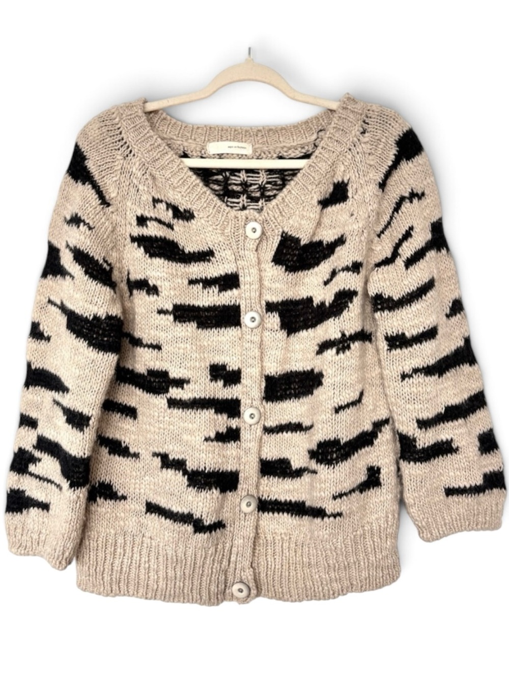 Sleeping on Snow Animal Print Button-Front Sweater Size L Cottagecore